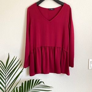 Red V-neck Top